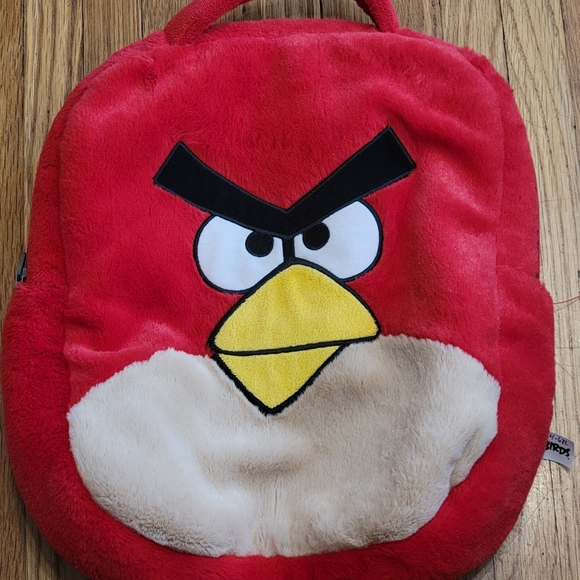 Kids Red Plush Angry Birds Backpack - Picture 1 of 4